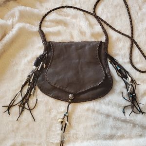 Handmade Brown Leather Boho purse